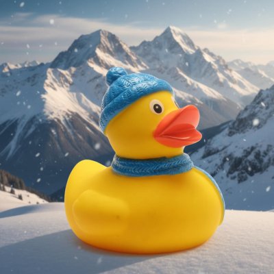 Blue Scarf Winter Duck (image for) Blue Scarf Winter Duck