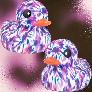 Purple & Blue Tie Dyed Print Duck (image for) Purple & Blue Tie Dyed Print Duck