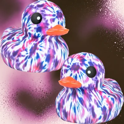 (image for) Purple & Blue Tie Dyed Print Duck
