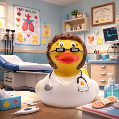 (image for) Brunette Doctor with Stethoscope Duck
