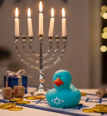 Blue & White Hanukkah Duck (image for) Blue & White Hanukkah Duck