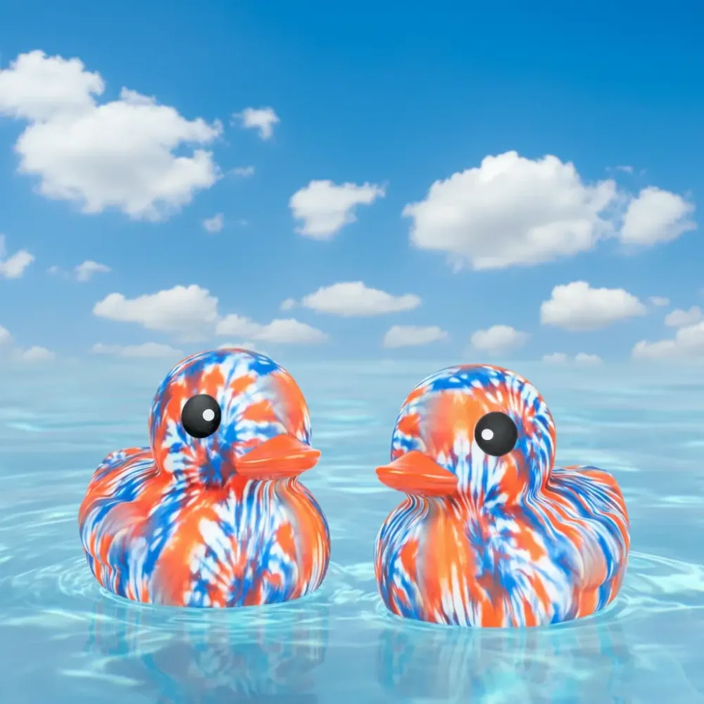 (image for) Red White & Blue Tie Dyed Print Duck Tie Dyed Print Duck