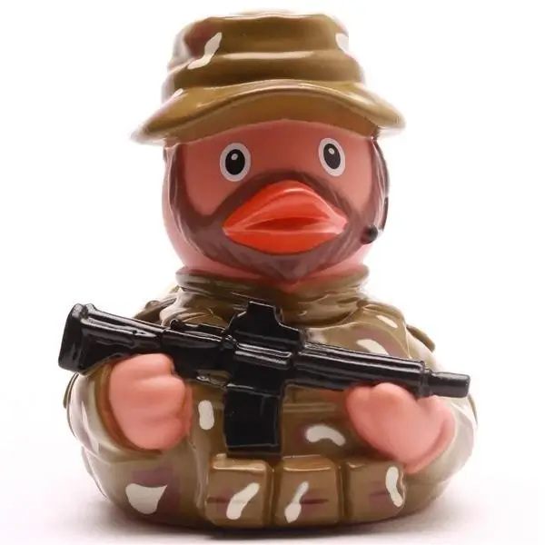 Bearded Soldier in Camo Duck