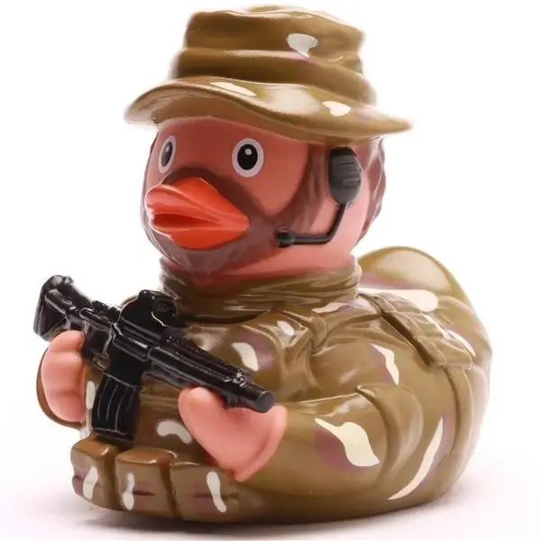 Bearded Soldier in Camo Duck